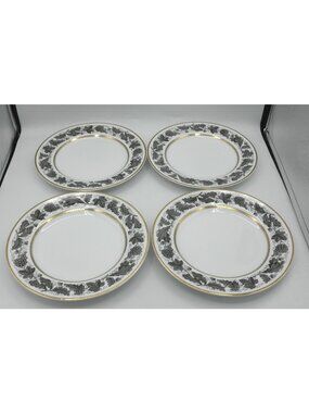 Kent Grey by Tiffany 9 Inch Luncheon Plates Set of 4 Spode Pattern Code TICKENGR